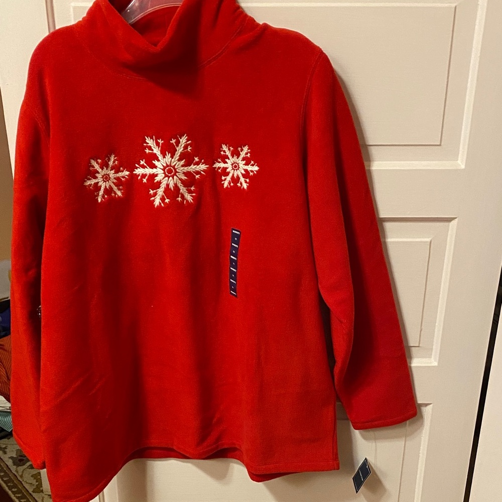 Lands' End Red Fleece with Polka Dot Trim